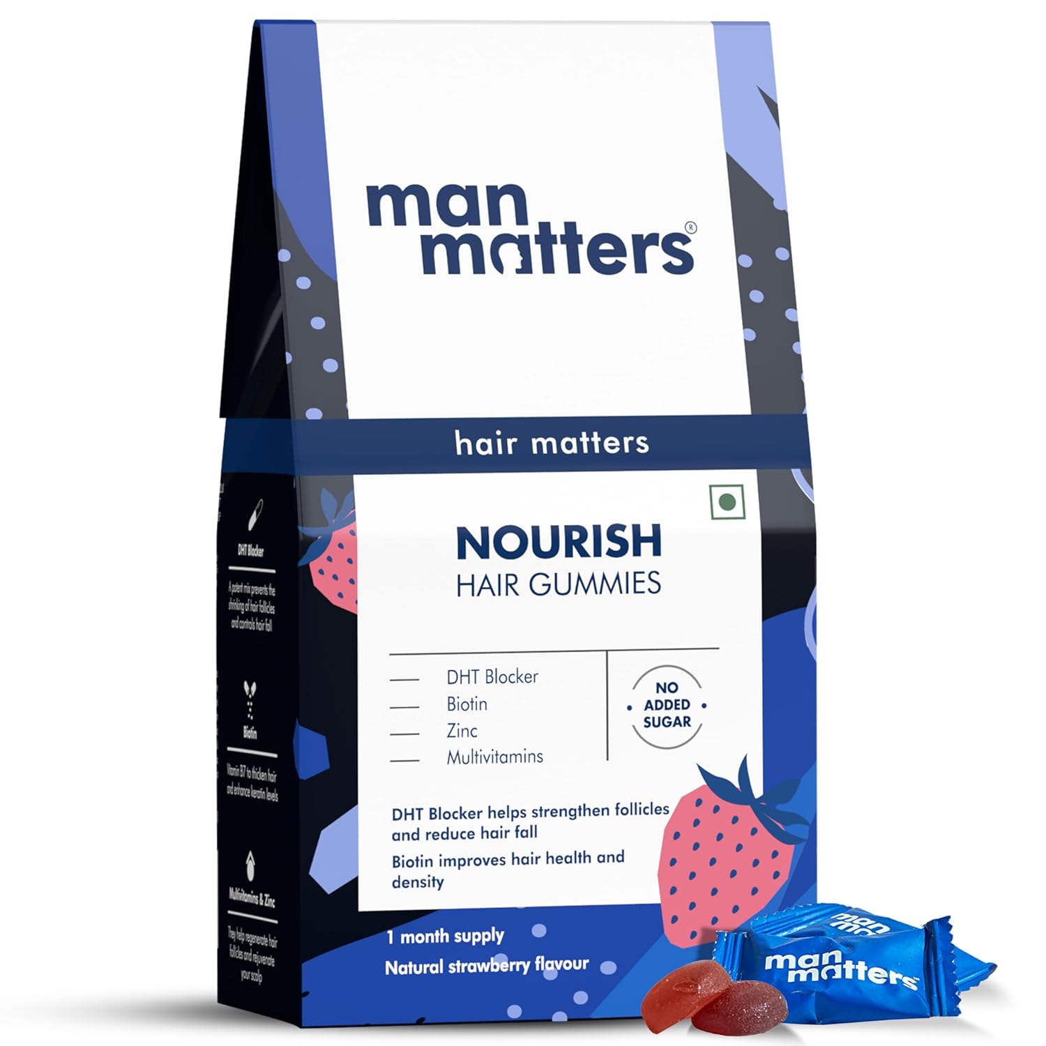 Man Matters Biotin Hair Gummies  (30N) -Strawberry Flavour image 1