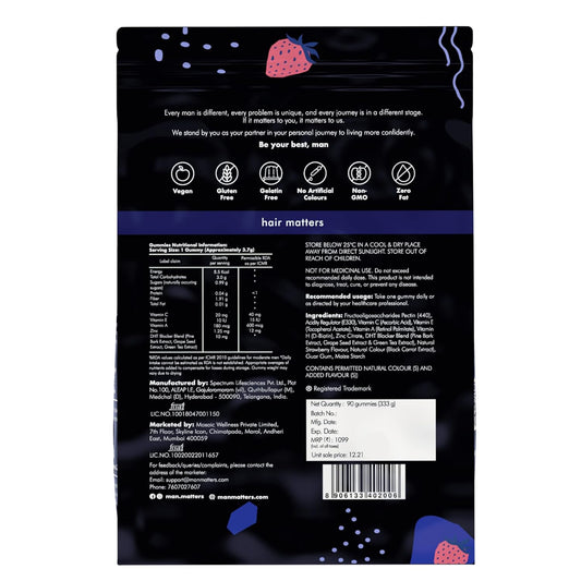 Man Matters Biotin Hair Gummies (90N) 100% Vegan & Gut Friendly image 1