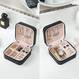 YouBella Jewellery Set of 2 Combo Organiser PU Leather Zipper Portable Storage Box (Pink & Black) image 6
