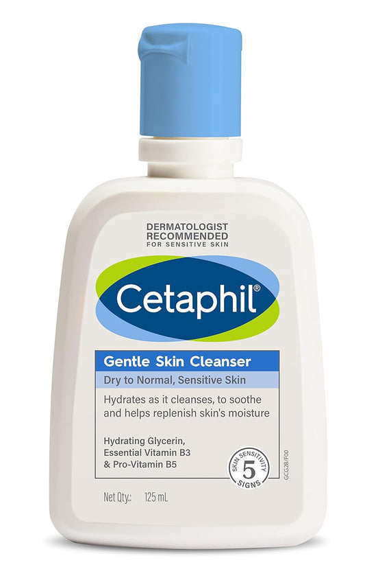 Cetaphil Face Wash Gentle Skin Cleanser for Dry to Normal, Sensitive Skin, 125 ml Hydrating Face Wash with Niacinamide, Vitamin B5 image 1