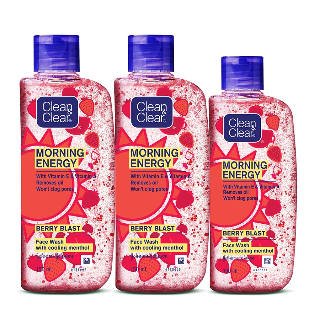 Clean & Clear Morning Energy Berry Blast Facewash  150ml(Pack of 2) + 100ml Free image 1