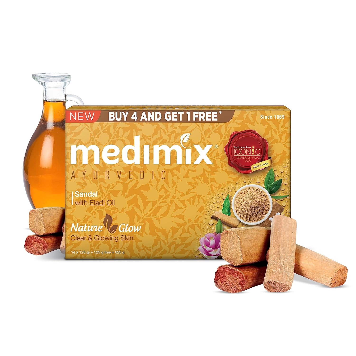 Medimix Ayurvedic Sandal Bathing Bar, 125 g (4 + 1 Offer Pack) image 2
