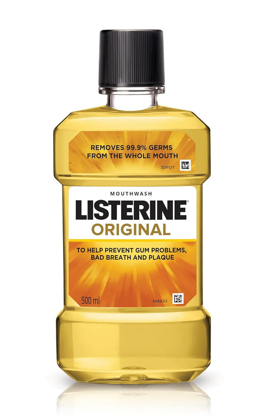 Listerine Original Mouthwash Liquid, Removes 99.9% Germs, 500ml pack of image 1