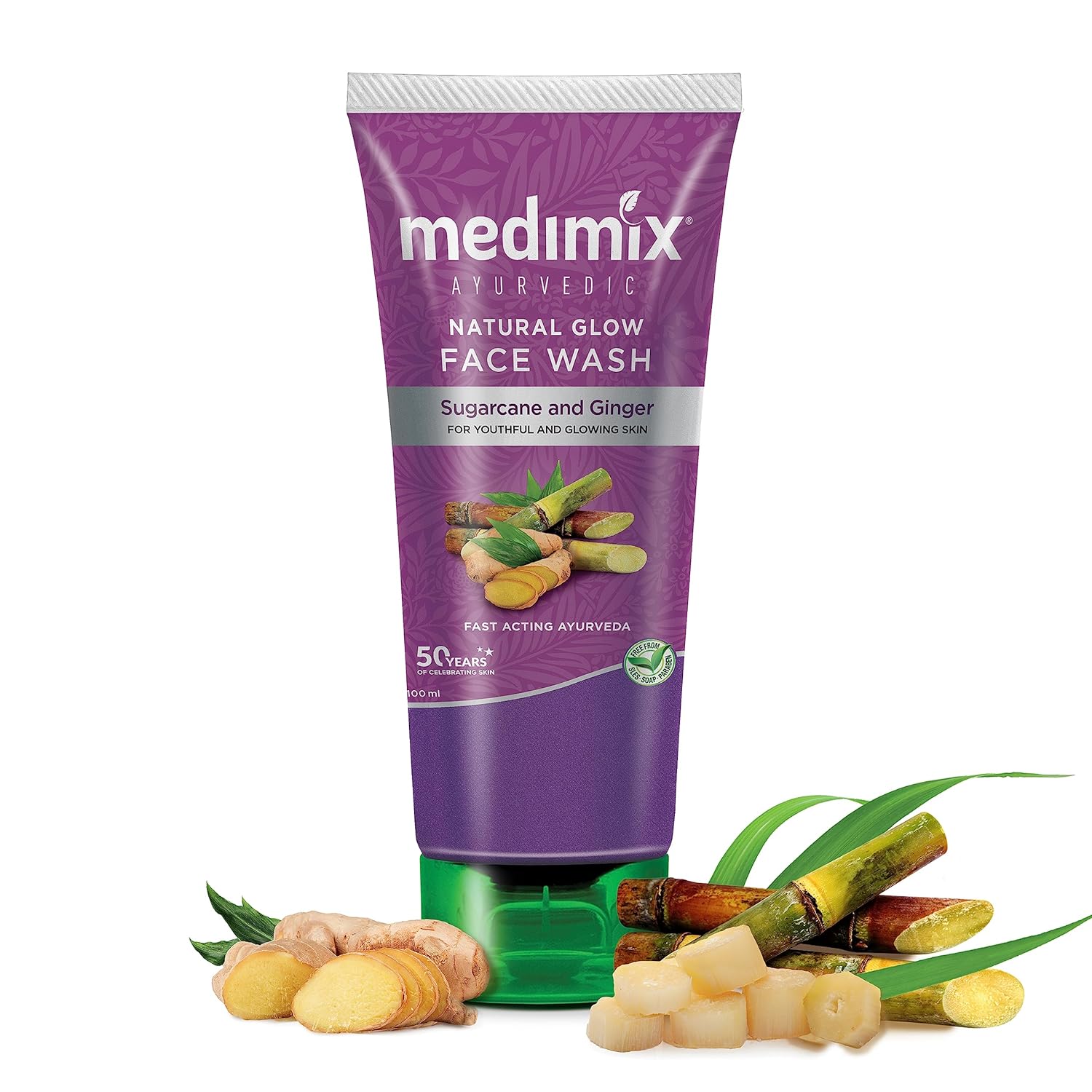 Medimix Ayurvedic Natural Glow Face Wash  |With Sugarcane and Ginger | 100 ml image 1