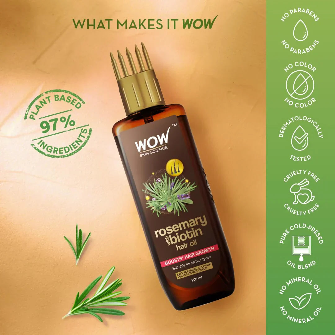 Wow Skin Science Rosemary With Biotin Hair Growth Oil -200 ml image 2