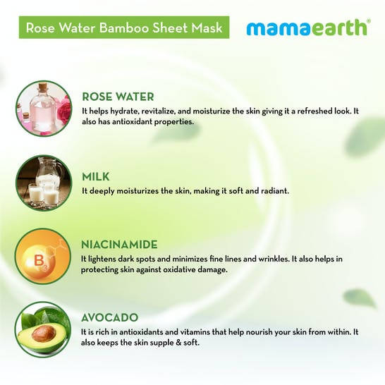 Mamaearth Rose Water Bamboo Sheet Mask with Rose Water & Milk -25 gm image 3