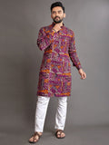Premium Soft Cotton Foil Print Men Kurta image 2