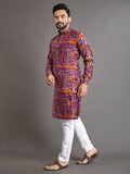 Premium Soft Cotton Foil Print Men Kurta image 4