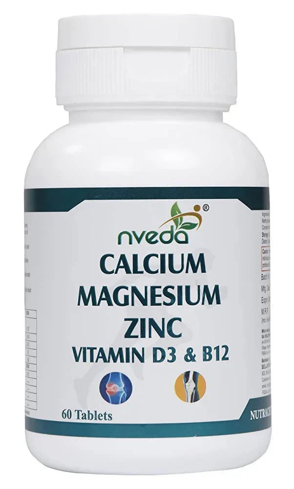 Nveda Calcium Magnesium Zinc Vitamin D3 & B12 Tablets -60 tabs - Pack of 1 image 1