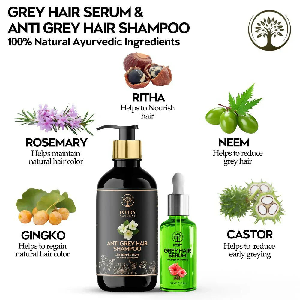 Ivory Natural Grey Hair Serum and Shampoo Combo image 3