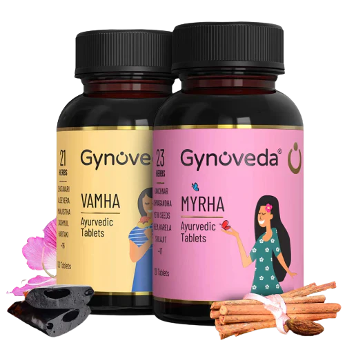 Gynoveda PCOS Vamha Ayurvedic Pills & Myrha Ayurvedic Pills - Kit image 1