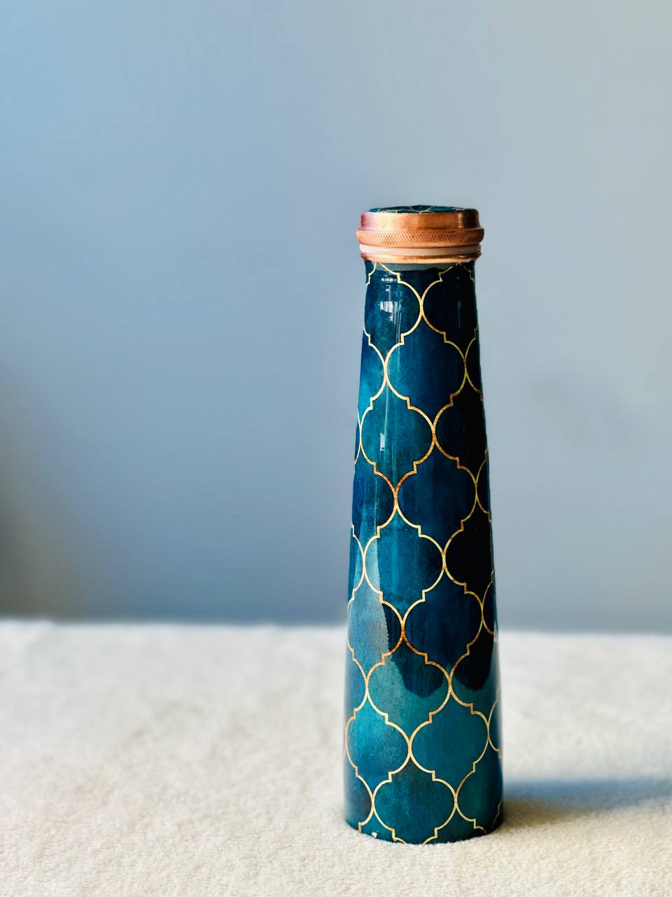 Meenakari Print Tower Copper Water Bottle – 1L | Leak-Proof, Ayurvedic-Inspired Design image 1