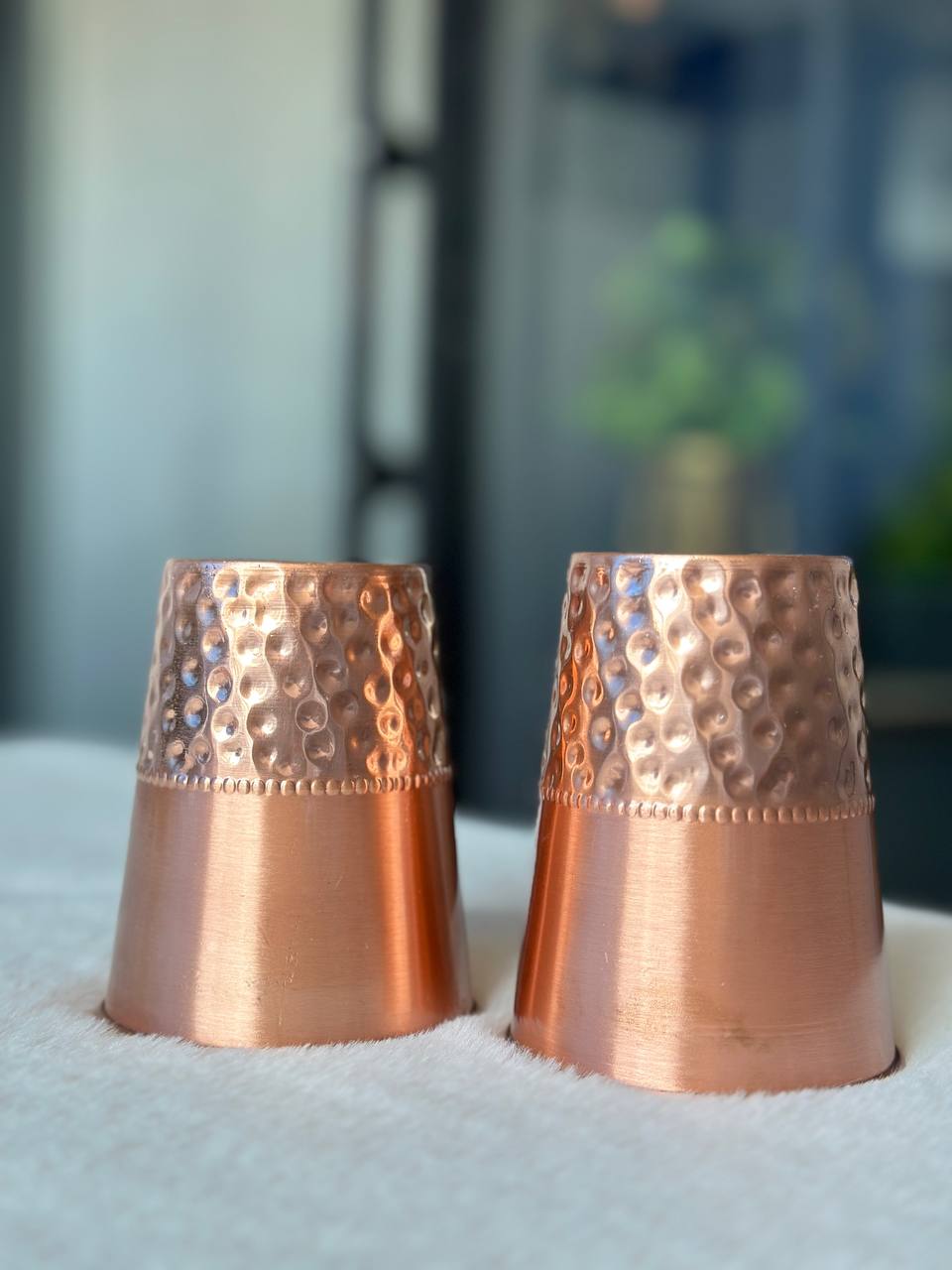 Halh hammer And Half Plain Copper Water Glass - 300ml -  Pack of 2 image 2