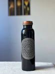Black White Charkra Copper Water Bottle - 1 Ltr image 1