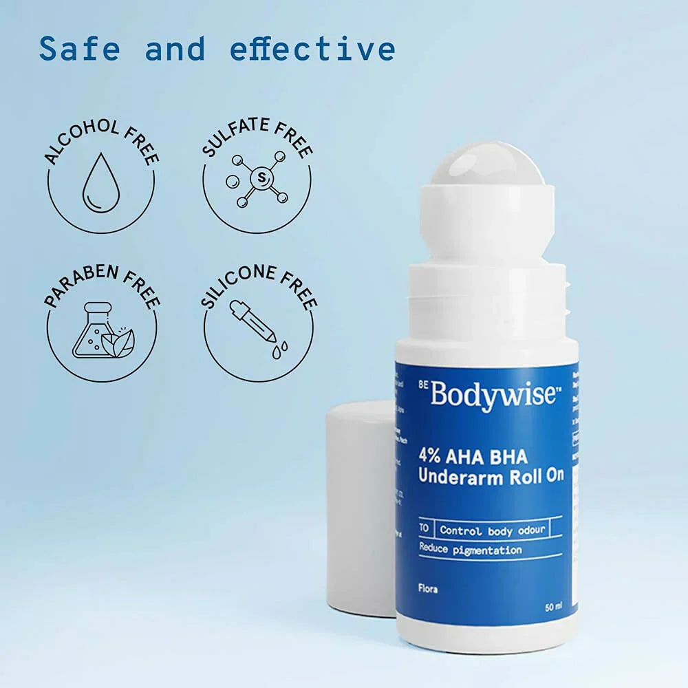 Be Bodywise 4% AHA BHA UnderArm Roll On - Flora -50 ml image 4