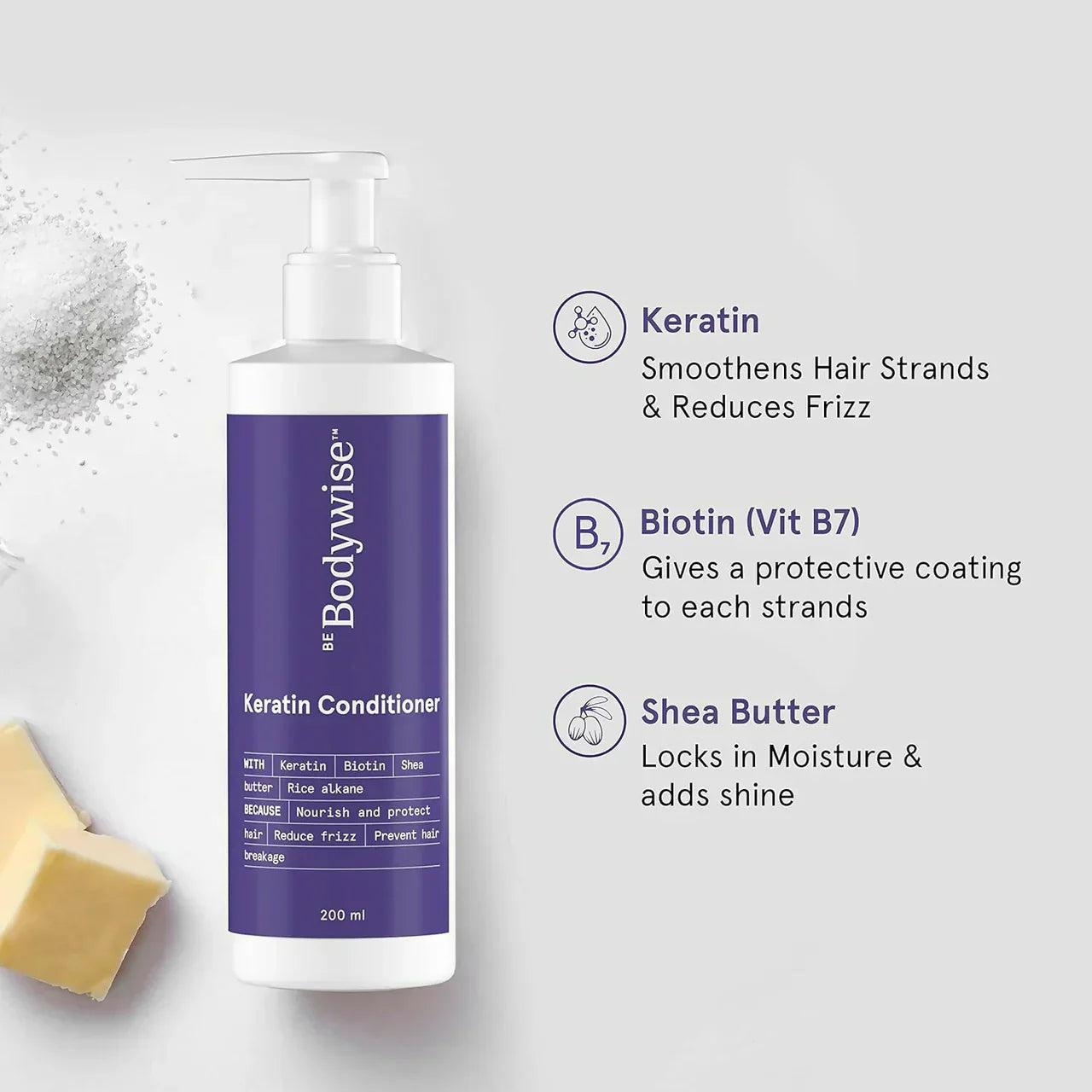 BeBodywise Keratin Conditioner -200 ml image 2