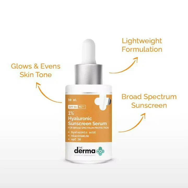 The Derma Co Hello Glowing Skin -combo (10% Vitamin C Face Serum:-30 ml 1 % Hyaluronic Sunscreen Serum:- 30 ml) image 2