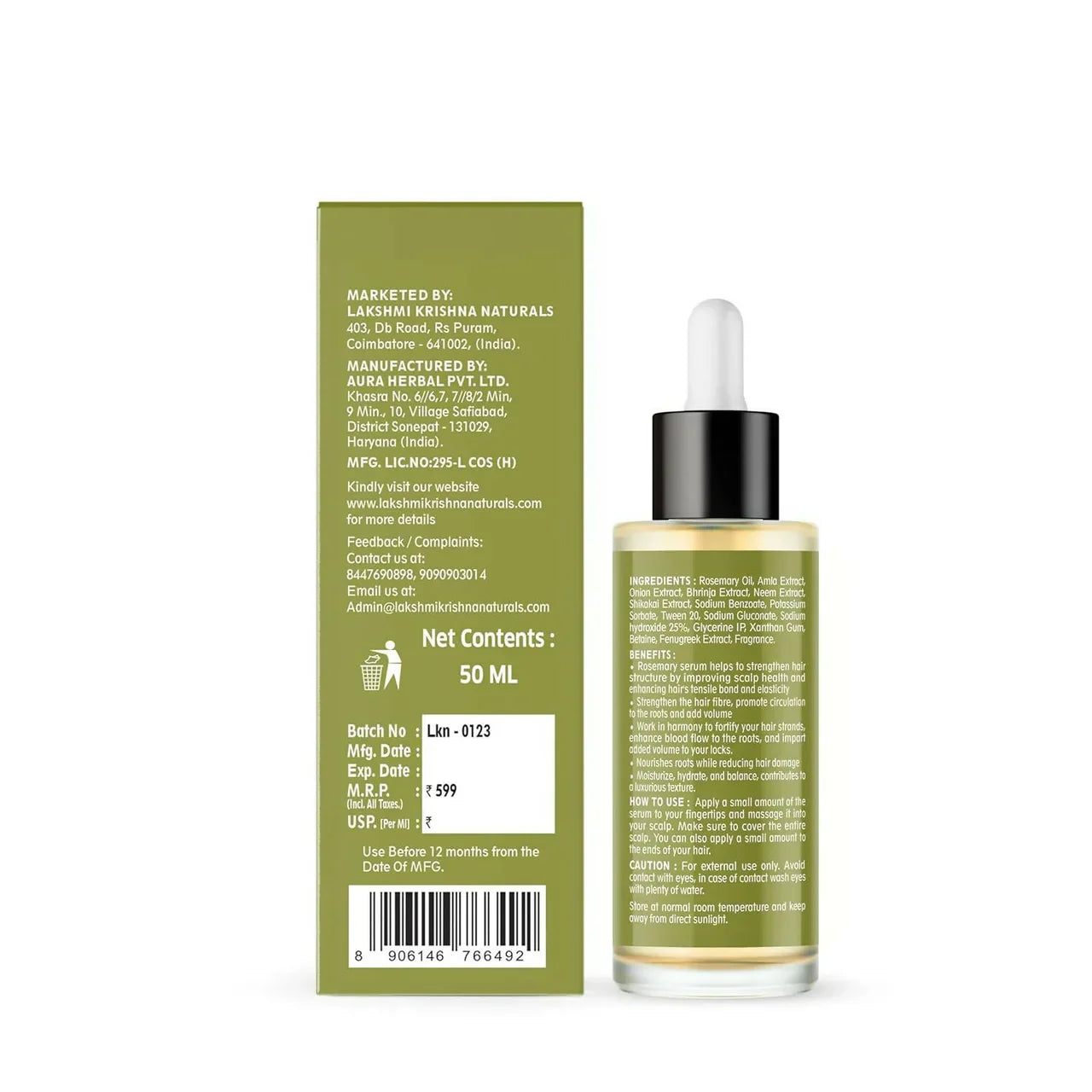Lakshmi Krishna Naturals Rosemary Biotin Hair Growth Serum -50 ml image 2